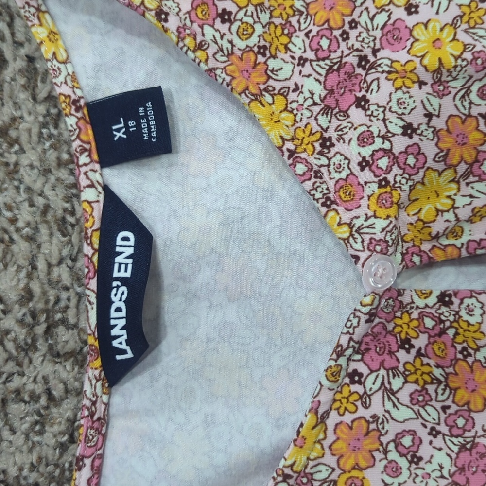 Lands' End Corton Blend Floral Fall Dress Size XL 18 - Picture 4 of 13